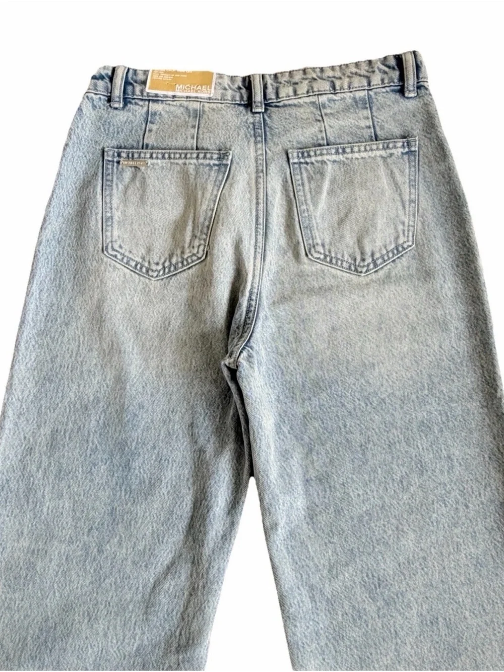 Michael Kors Light Blue Wide-Leg Crop Jeans Front Sailor Pockets